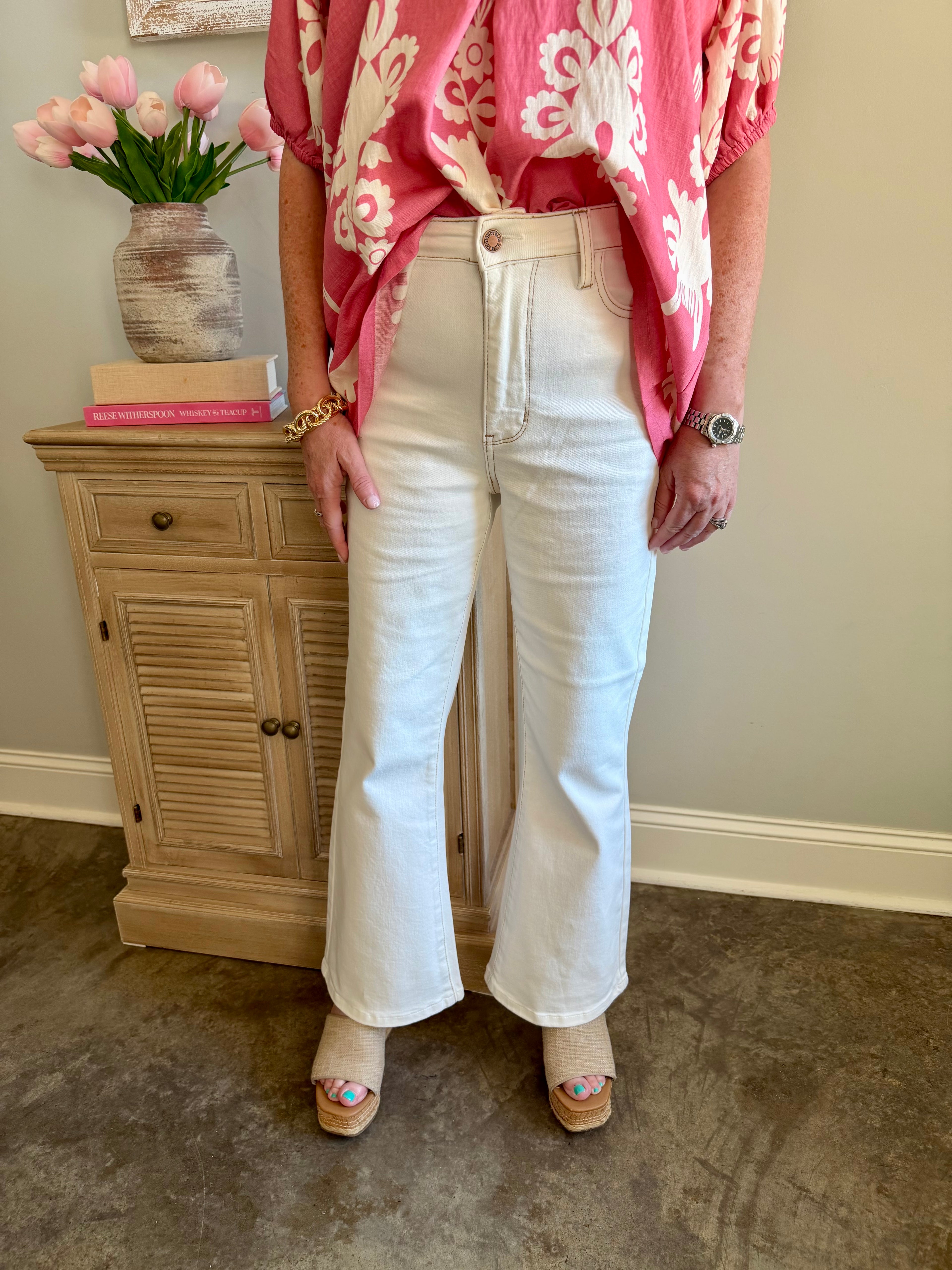 Judy Blue White Kick Flare Jeans